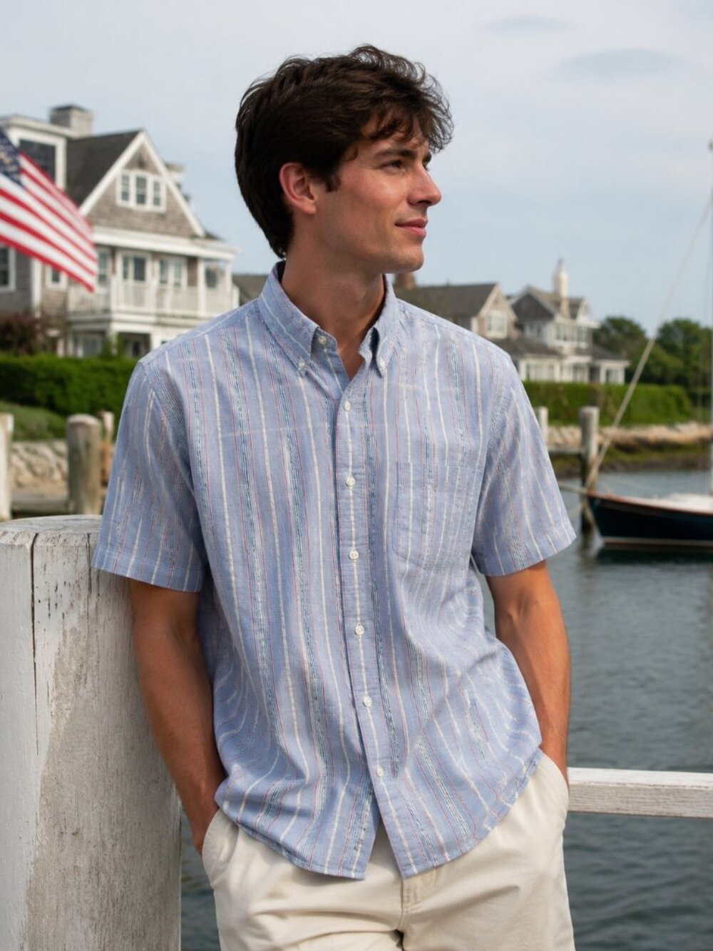 Brooks Brothers Patriotic Textured Cotton Button Down Casual Shirt Size Medium